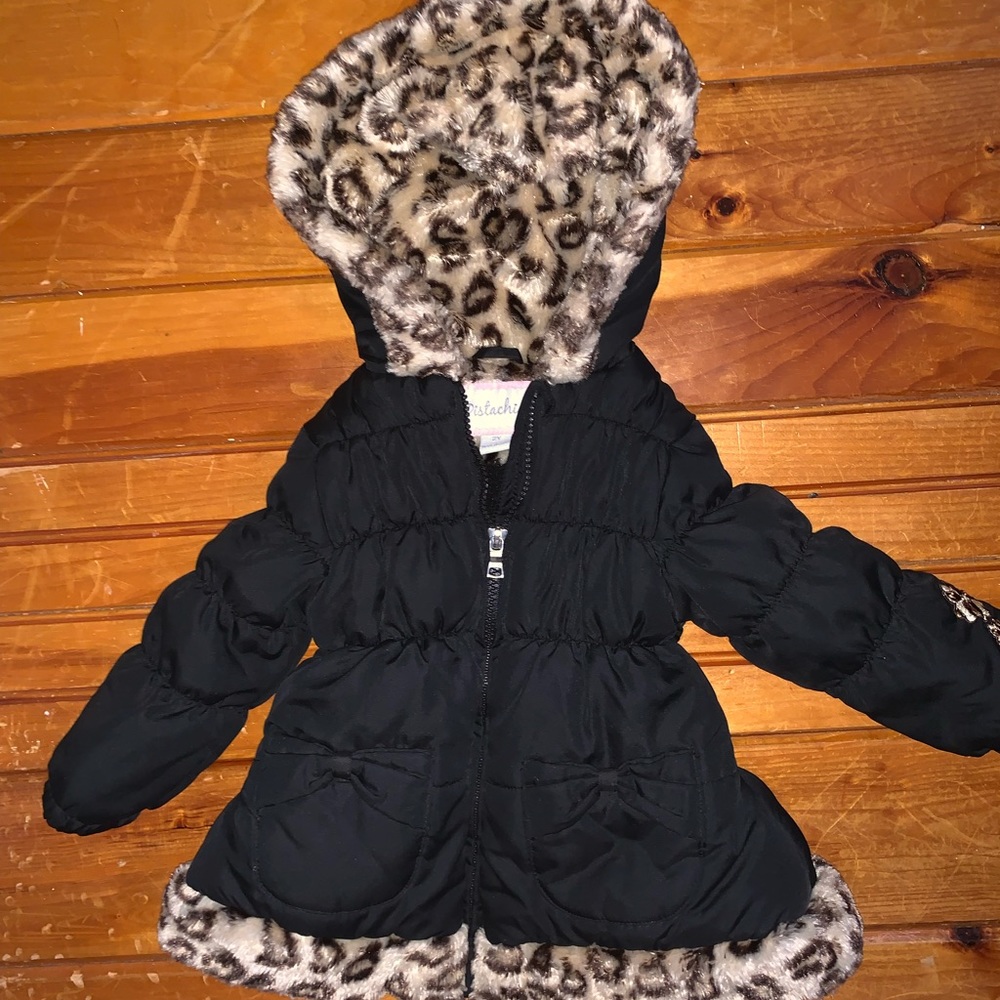 Girl’s black & cheetah winter coat, 2T